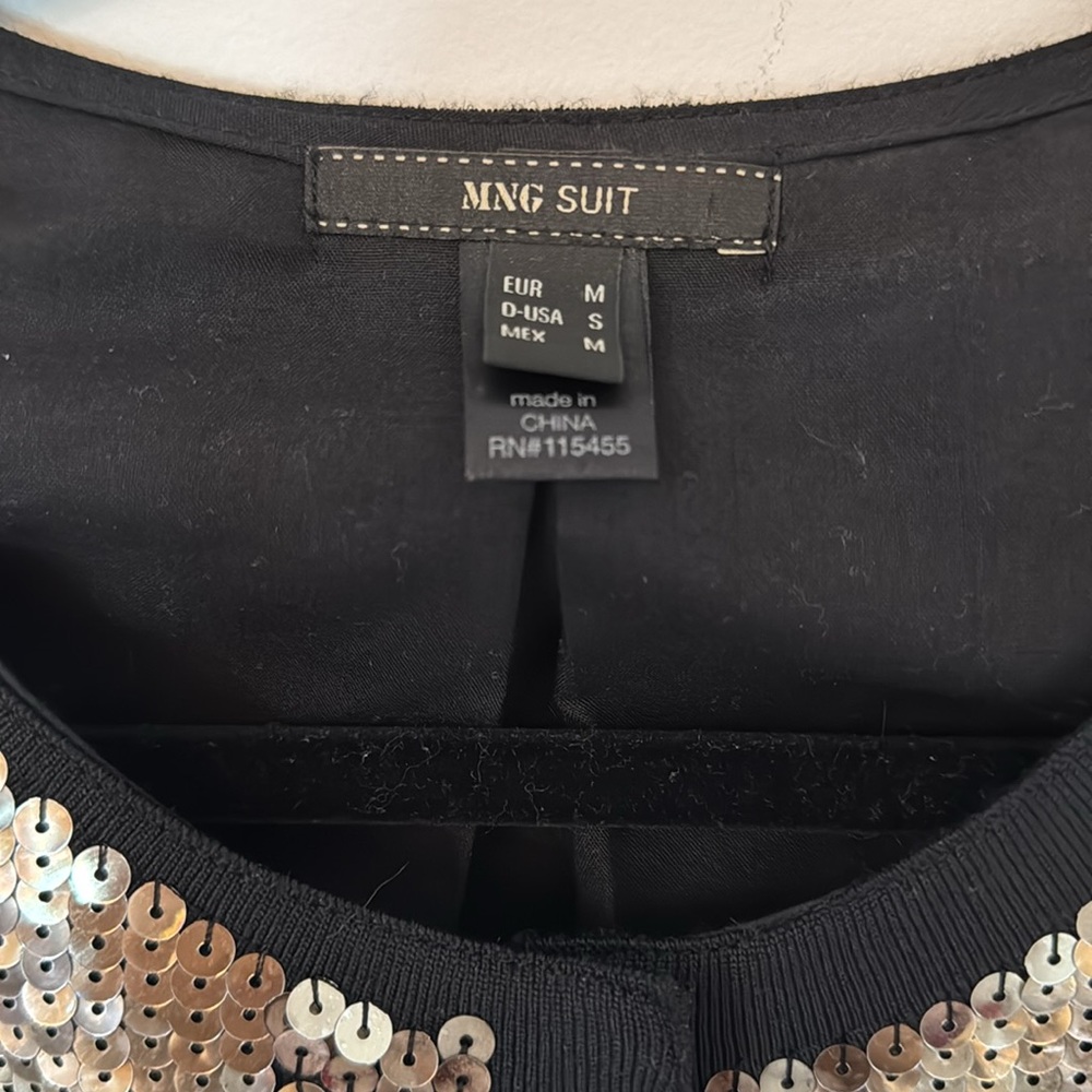 Mango Sequined Beaded Silver Metallic Cardigan Bl… - image 2